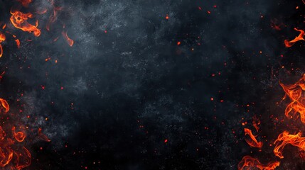 Fiery Flames and Dark Smoke Background - Dramatic Fire and Smoke Texture for Creative Projects