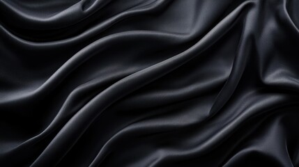 Fototapeta premium Luxurious Black Silk Fabric with Elegant Folds and Smooth Texture for Fashion and Design Background