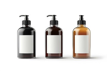 Black glass bottle with white label mockup