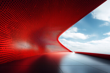 Futuristic red abstract design streamlined architecture