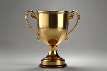 Isolated gold winner trophy cup on a white backdrop