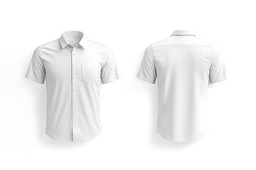 White short sleeve button down shirt mockup