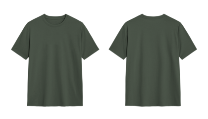 Blank Green T shirt Mockup, Front and Back View, Isolated on White Background