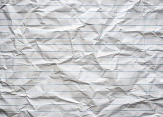 blank crumpled lined notebook paper background
