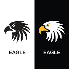 An eagle animal mascot cartoon character face from the front , vector