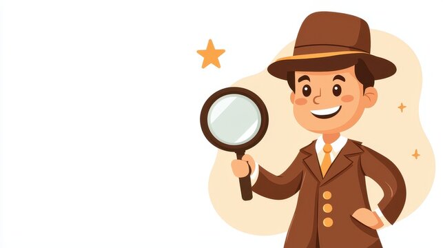 recommend clip art: Cartoon Detective Holding Magnifying Glass   Smiling   Investigator   Mystery