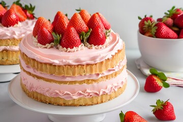 strawberry cake with cream