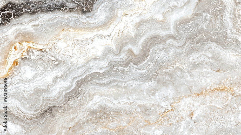 Sticker White and Grey Marble Texture with Gold Veins