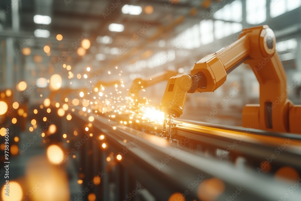 Poster advanced robotic arm sparking innovation in modern mechanical engineering environments