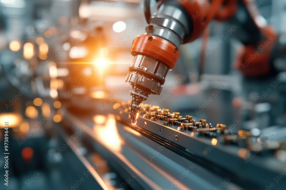Poster expert robot arm engaging in high-tech machinery maintenance and precision tasks efficiently