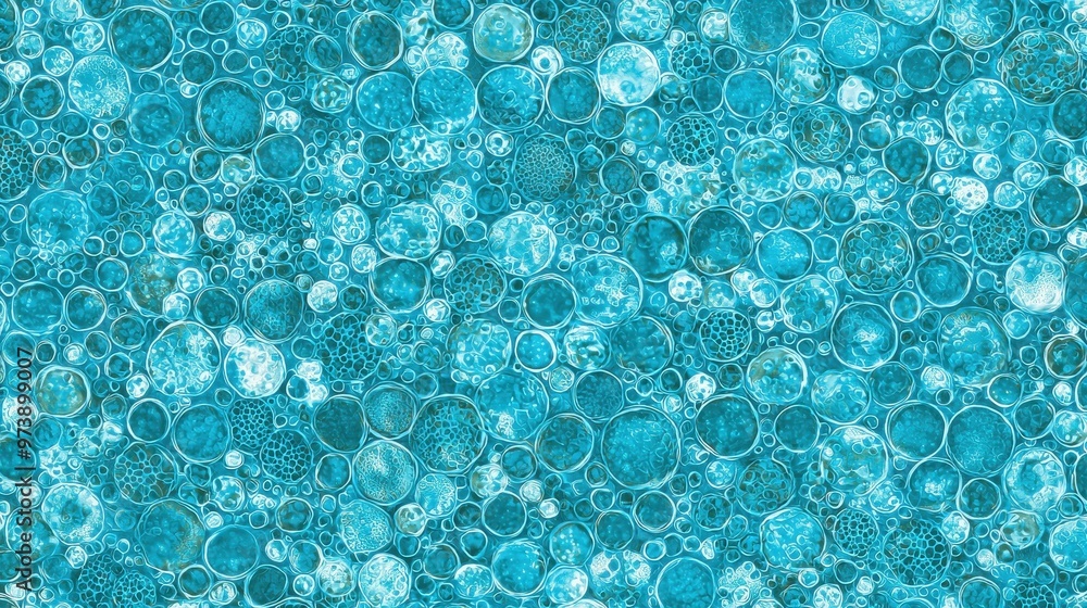 Aufkleber abstract turquoise pattern with circles and bubbles texture