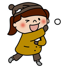 雪合戦する子供（女の子2）