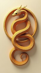Obraz premium A stunning golden serpent forming an ouroboros design, symbolizing eternity and cyclical nature. Perfect for illustrations in mythology, wellness, and spiritual themes.