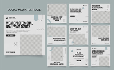 social media template banner real estate property and house sale architecture service promotion. fully editable instagram and facebook square post frame puzzle organic sale poster