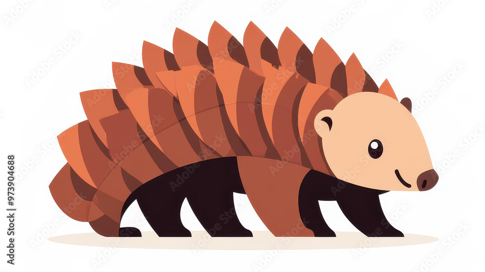 Sticker A cheerful pangolin logo in D, featuring a modern flat design and playful cartoon textures for a fun vibe.