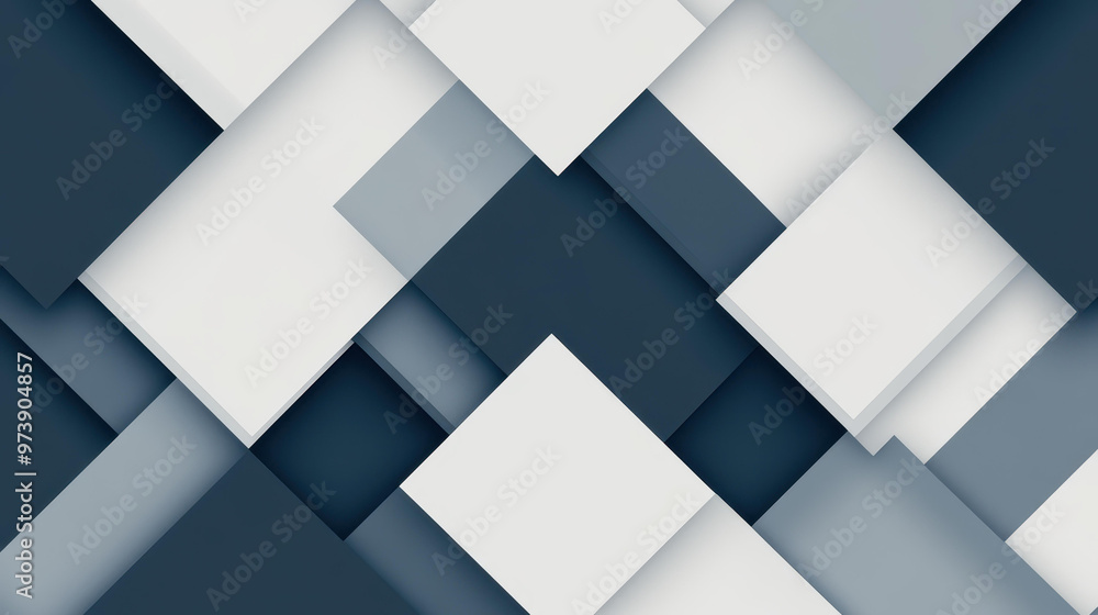 Poster explore a modern abstract design with layered diamond and triangle shapes on a sleek white backgroun