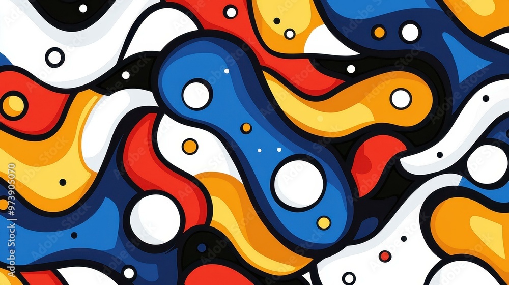 Poster explore vibrant patterns that blend abstract forms with boho doodles, perfect for modern minimalist 