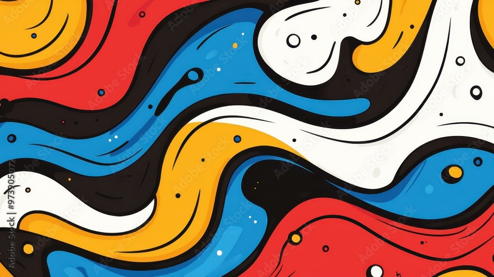Poster explore vibrant patterns that blend abstract forms with boho doodles, perfect for modern minimalist 