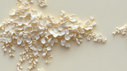 Ivory floral border with trailing wisteria layered effect