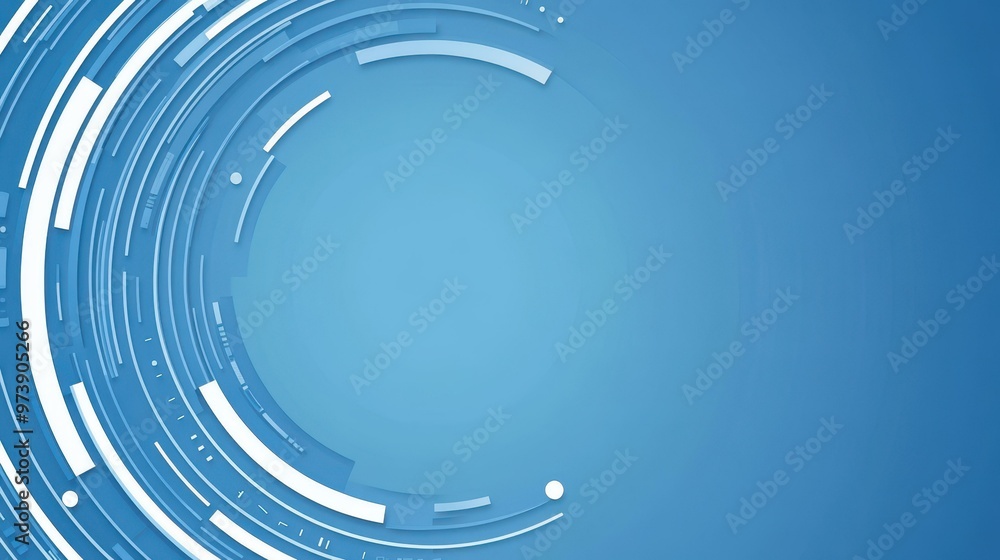 Poster explore a techinspired ui hud screen design with a vibrant blue background and modern geometric text