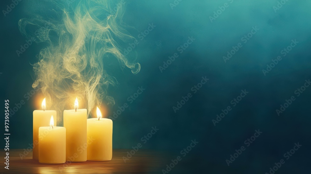 Poster Flickering candles in a dim room create a mysterious, nostalgic vibe, illuminating shadows and soft details.