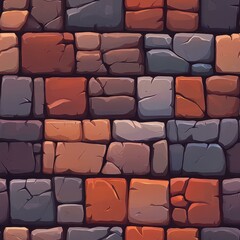 Fototapeta premium A vibrant cartoon brick wall featuring a handpainted style, perfect for games needing a colorful backdrop.