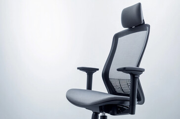 an ergonomic office chair, featuring adjustable lumbar support and mesh backrest
