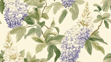 Vintage wisteria floral vector seamless wallpaper