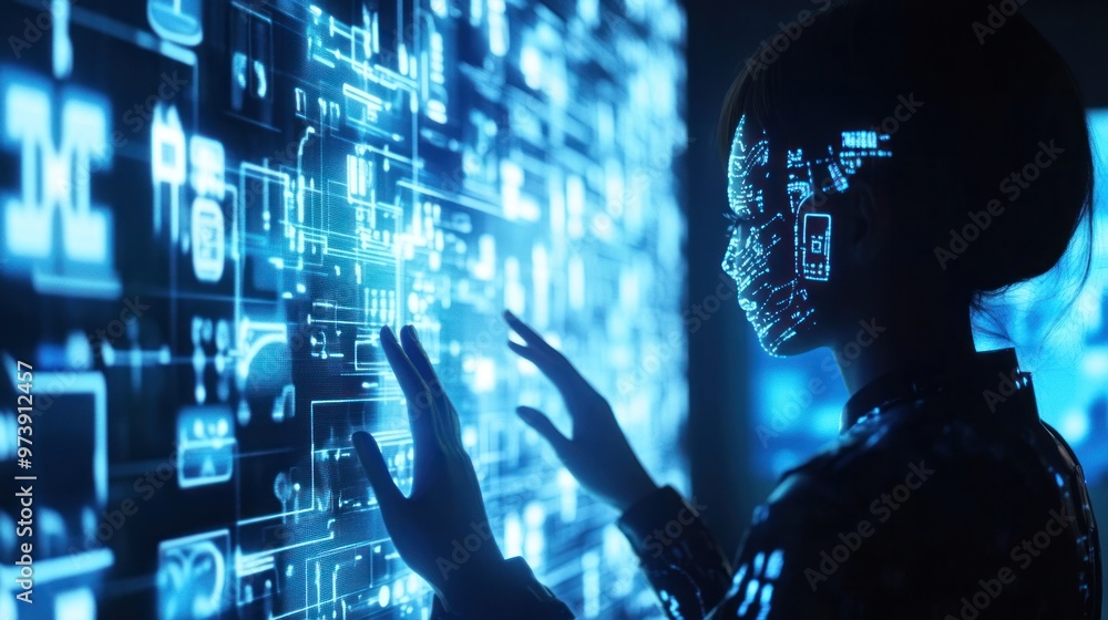 Poster online ai-powered language courses with interactive modules, diverse languages