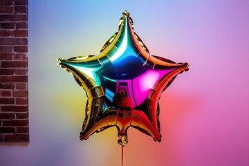 Vibrant Neon Star Balloon for Parties and Celebrations