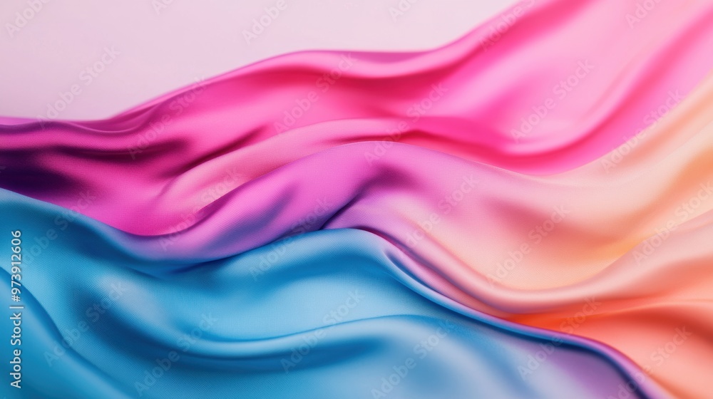 Poster soft silk waves blend vibrant colors in a mesmerizing display, creating an elegant visual experience