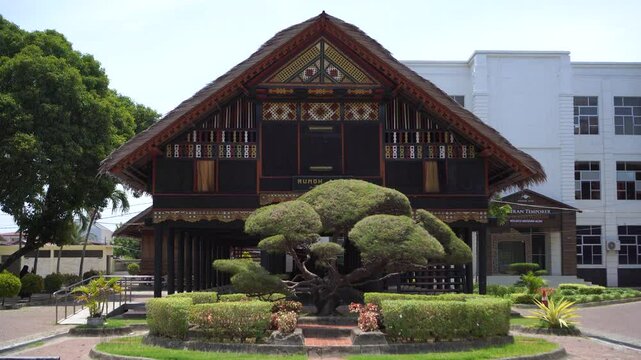 Aceh museum in Banda Aceh, Indonesia. front view of Aceh old traditional house.