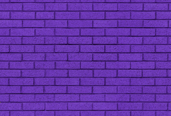 Purple brick wall seamless background texture image. Violet paint applied to block masonry surface. A modern interior and exterior and backdrop tile design. Built in traditional bond brickwork pattern