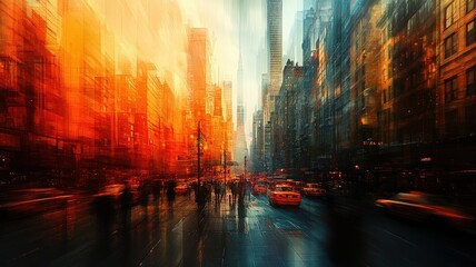Fototapeta premium Morphism Style city with smooth gradients and layered depth.