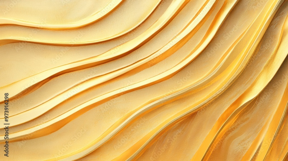 Poster explore the mesmerizing golden wavy metallic texture featuring smooth curves and reflections that cr