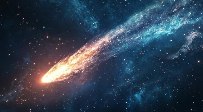 Scene of close up view comet cosmic distant, Camera slow motion with different angles