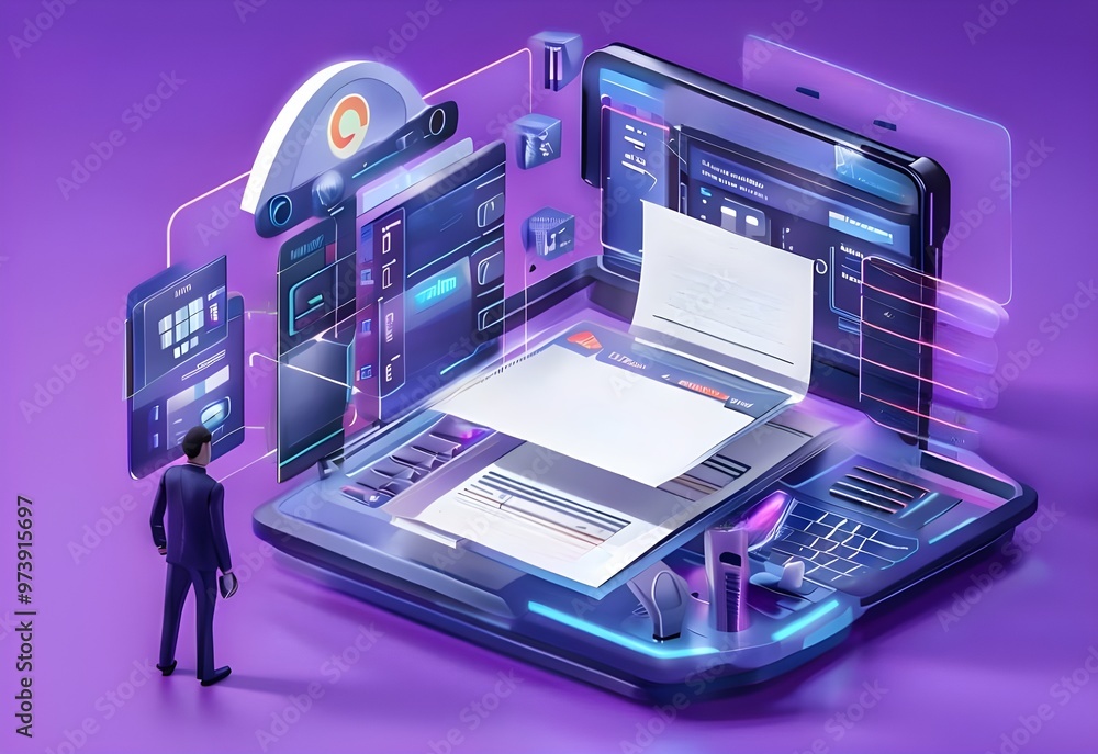 Leinwandbilder digital documents created using future world technology. automated invoice and receipt management co