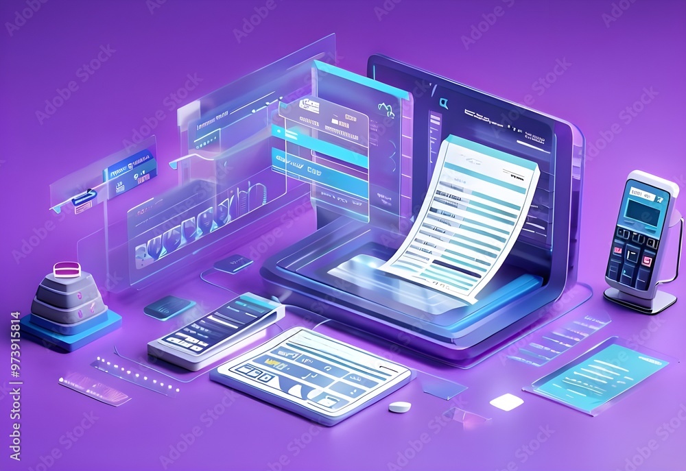 Leinwandbilder digital documents created using future world technology. automated invoice and receipt management co