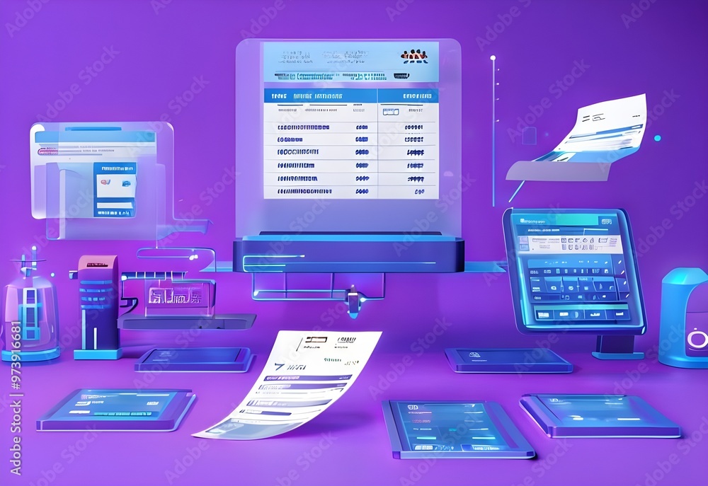 Leinwandbilder digital documents created using future world technology. automated invoice and receipt management co