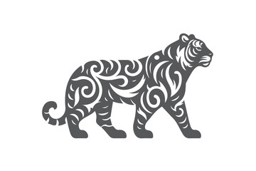 Bengal tiger silhouette side view illustration
