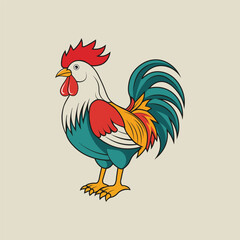 Hand drawn colorful rooster illustration
