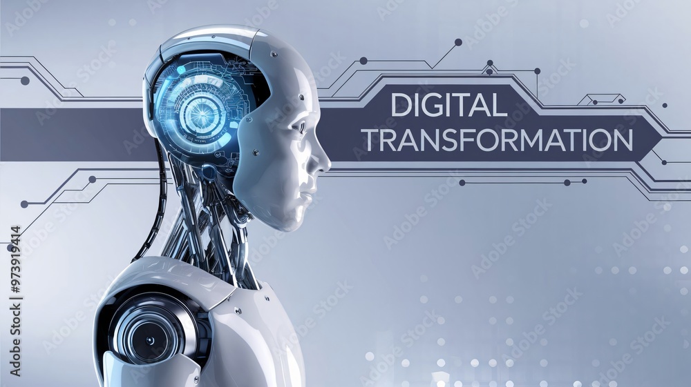 Poster digital transformation ai robot concept