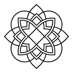 A geometric ornament design with interlocking squares and circles creates a balanced pattern.