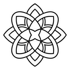 A geometric ornament design with interlocking squares and circles creates a balanced pattern.