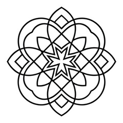 A geometric ornament design with interlocking squares and circles creates a balanced pattern.