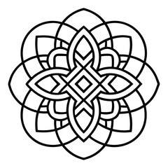 A geometric ornament design with interlocking squares and circles creates a balanced pattern.