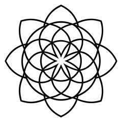 A geometric ornament design with interlocking squares and circles creates a balanced pattern.