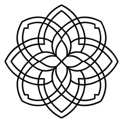 A geometric ornament design with interlocking squares and circles creates a balanced pattern.