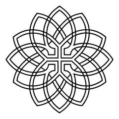 A geometric ornament design with interlocking squares and circles creates a balanced pattern.