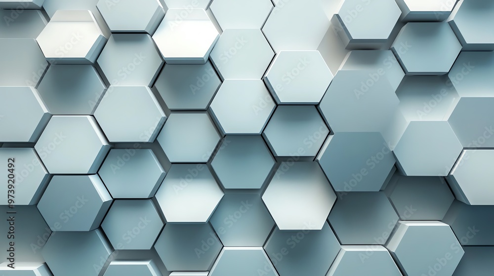 Poster abstract geometric background with hexagonal shapes on a concrete wall.